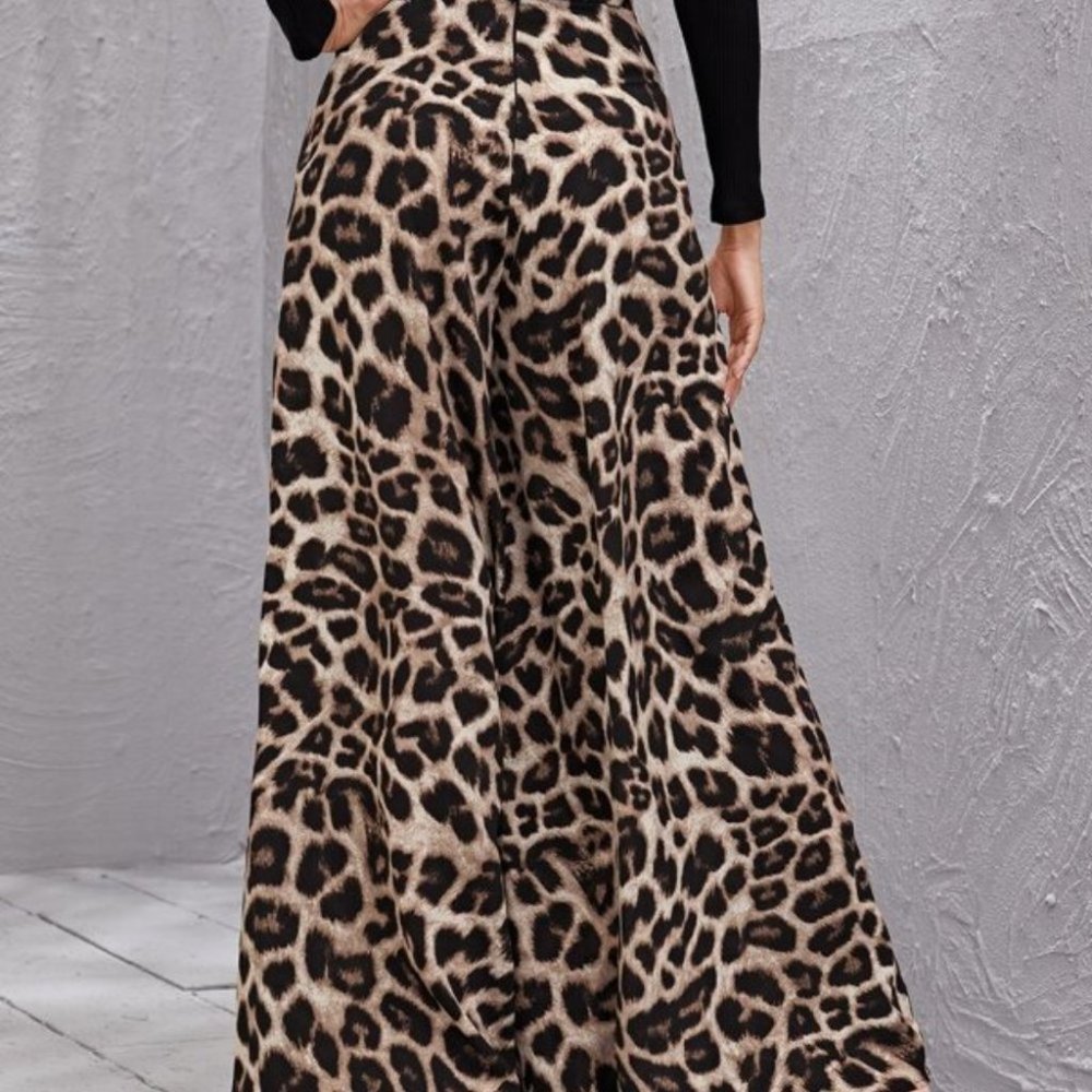 REG or PLUS  Camel leopard print wide leg palazzo - Picture 9 of 12